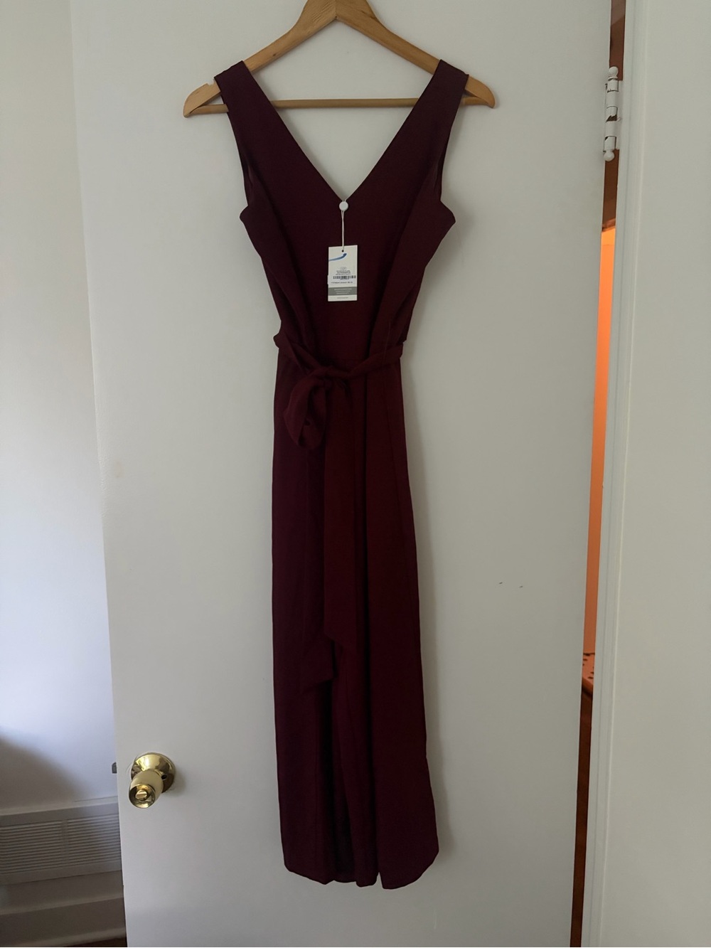 Mud Pie Burgundy Jumpsuit with Tie Waist